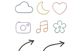 Line icon elements including sparkles star