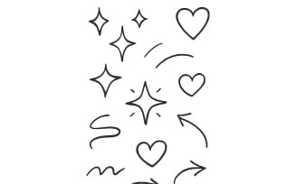Line icon elements including sparkles