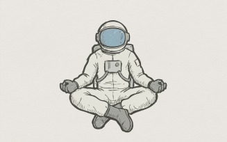 Meditating Astronaut PNG, Space Yoga Art, Digital Download, Cosmic Calm Shirt, Mindful Universe