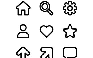 Minimal clean vector icon set featuring symbols