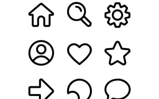 Minimal vector icon set featuring symbols