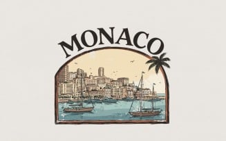 Monaco PNG Vintage Travel Shirt, Retro Monaco Skyline T-Shirt, Coastal Cityscape PNG, Mediterranean