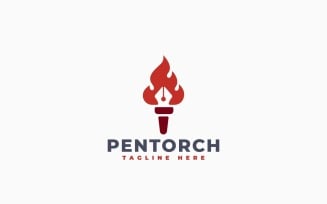 Pen Torch Logo Template Design