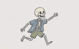 Skeleton Running PNG, Funny Skeleton Shirt, Summer Skeleton Clipart, Digital Download, Spooky Beach