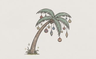 Christmas Palm Tree PNG, Tropical Holiday Clipart, Beach Christmas Digital Art, Island Festive