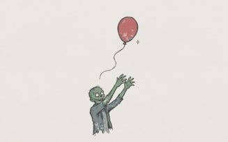 Zombie Letting Go Of Balloon PNG, Funny Halloween Shirt PNG, Undead Cartoon Design, Red Balloon
