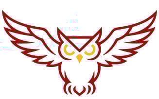 A minimalist logo featuring a stylized owl