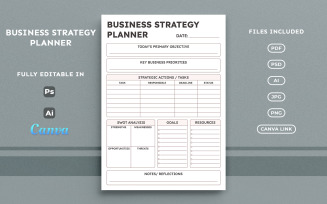 Business Strategy Planner – Corporate Planning, Modern Minimal Business Organizer A4 Template