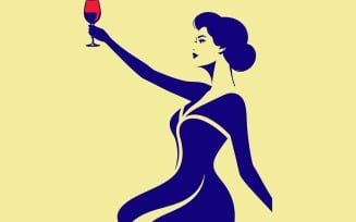 Elegant Women With Drinks Logos
