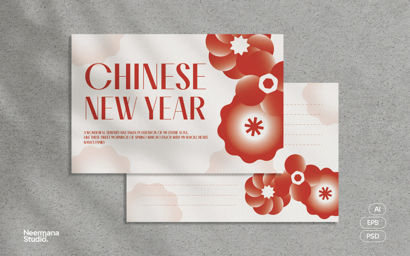 Floral Chinese New Year Greeting Card Corporate Identity