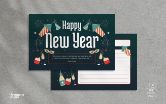 Green New Year Greeting Card