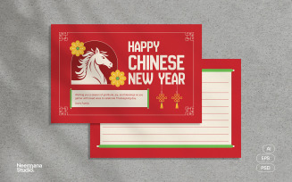 Red Chinese New Year Greeting Card Horse