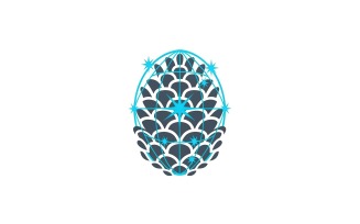 Stylized dark grey pinecone shape enclosed by a glowing cyan, isolated on white background