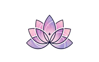 Stylized geometric lotus flower logo design featuring a celestial, isolated on white background