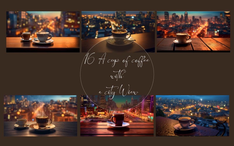 A cup of coffee with a city view Illustration