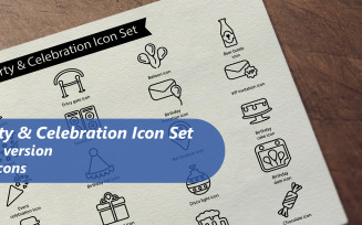 Party Celebration Line Icon Set
