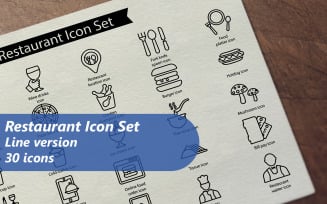 Restaurant Line Icon Set Template