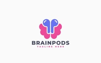 Brain Earphone Logo Template Design
