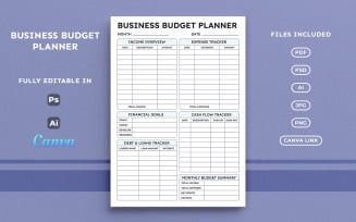 Business Budget Planner – Corporate Financial Tracker, Minimal Printable A4 Planner Template