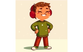Cartoon Boy Wearing Earmuffs