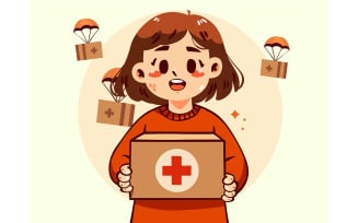 Cartoon Girl Holding Box (flat design)