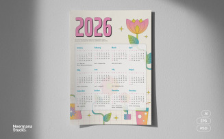 2026 Flower Wall Calendar