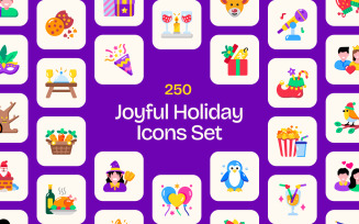 Modern Joyful Holiday Icon Set