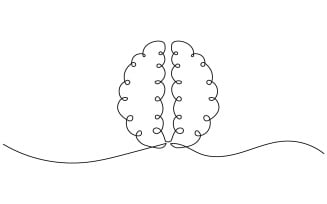 Abstract human brain continuous one line drawing on white background