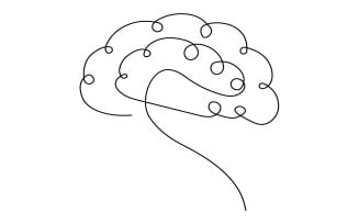 Creative continuous one line human brain design in simple style on white background