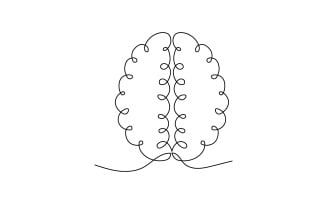 Human Brain continuous one line drawing on white background illustration in minimal style