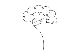 9.Human Brain continuous one line drawing white background.