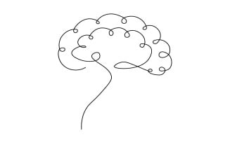 Minimal continuous one line design of a human brain on white background