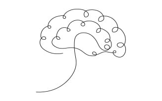 Minimalist human brain continuous one line drawing on white background vector illustration