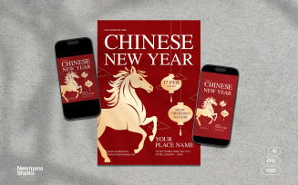 Red Chinese New Year Flyer Year of Horse