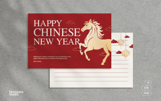 Red Chinese New Year Greeting Card - Horse