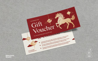 Red Chinese New Year Voucher Horse