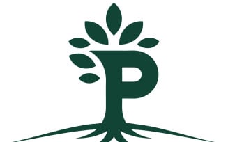 The central focus is a bold geometric letter P