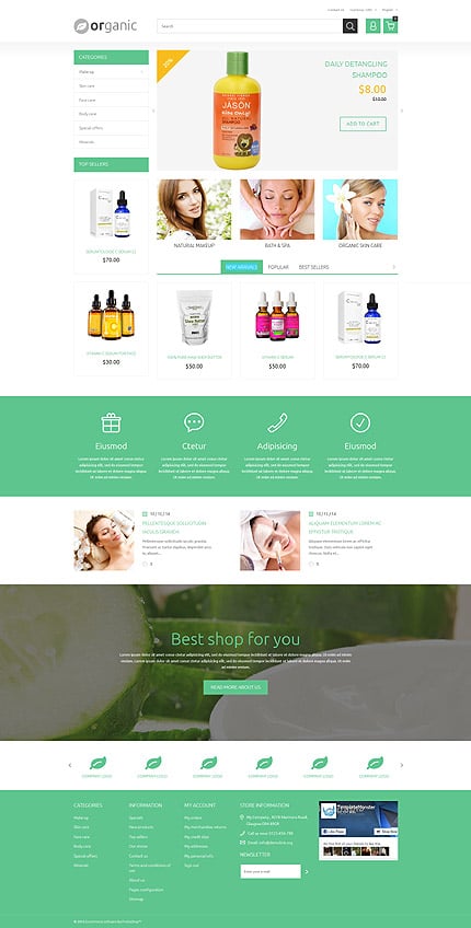 PrestaShop Main Page Screenshot