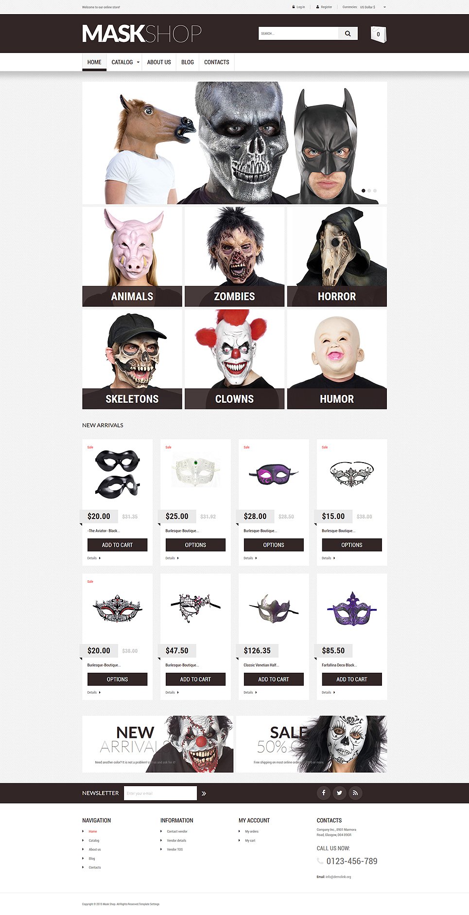 Creepy Masks VirtueMart Template New Screenshots BIG