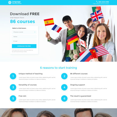 Modèle De Page D'atterrissage adaptatif pour site d'école de langues #55418