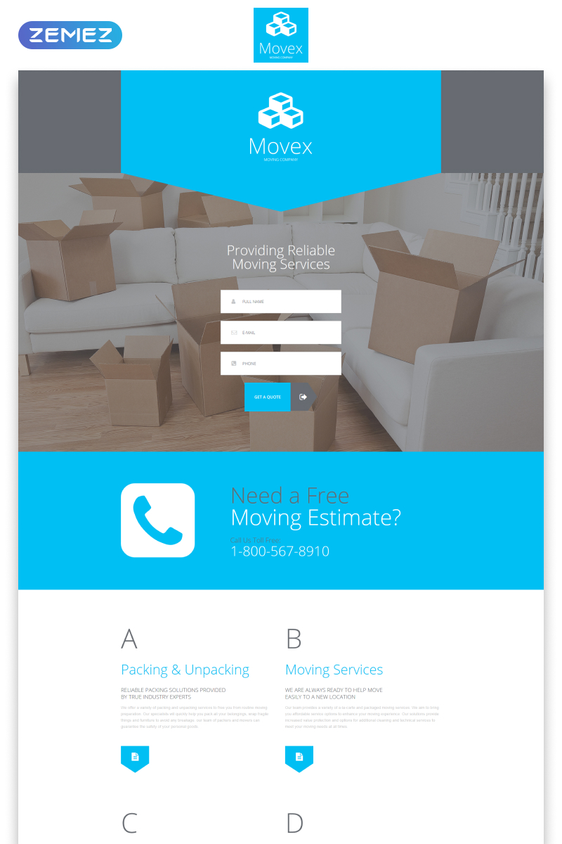 Movex - Moving Company Modern HTML Templates de Landing Page №55432 - captura de tela