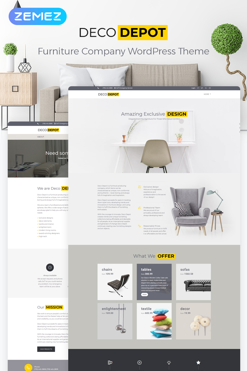 Reszponzív Furniture Company WordPress sablon 55460
