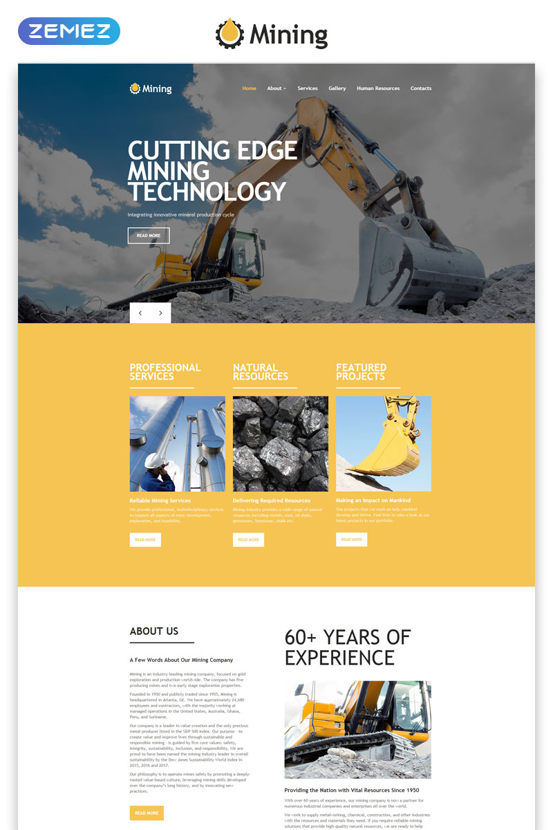 Reszponzív Mining - Industrial Responsive Creative HTML Weboldal sablon 55434