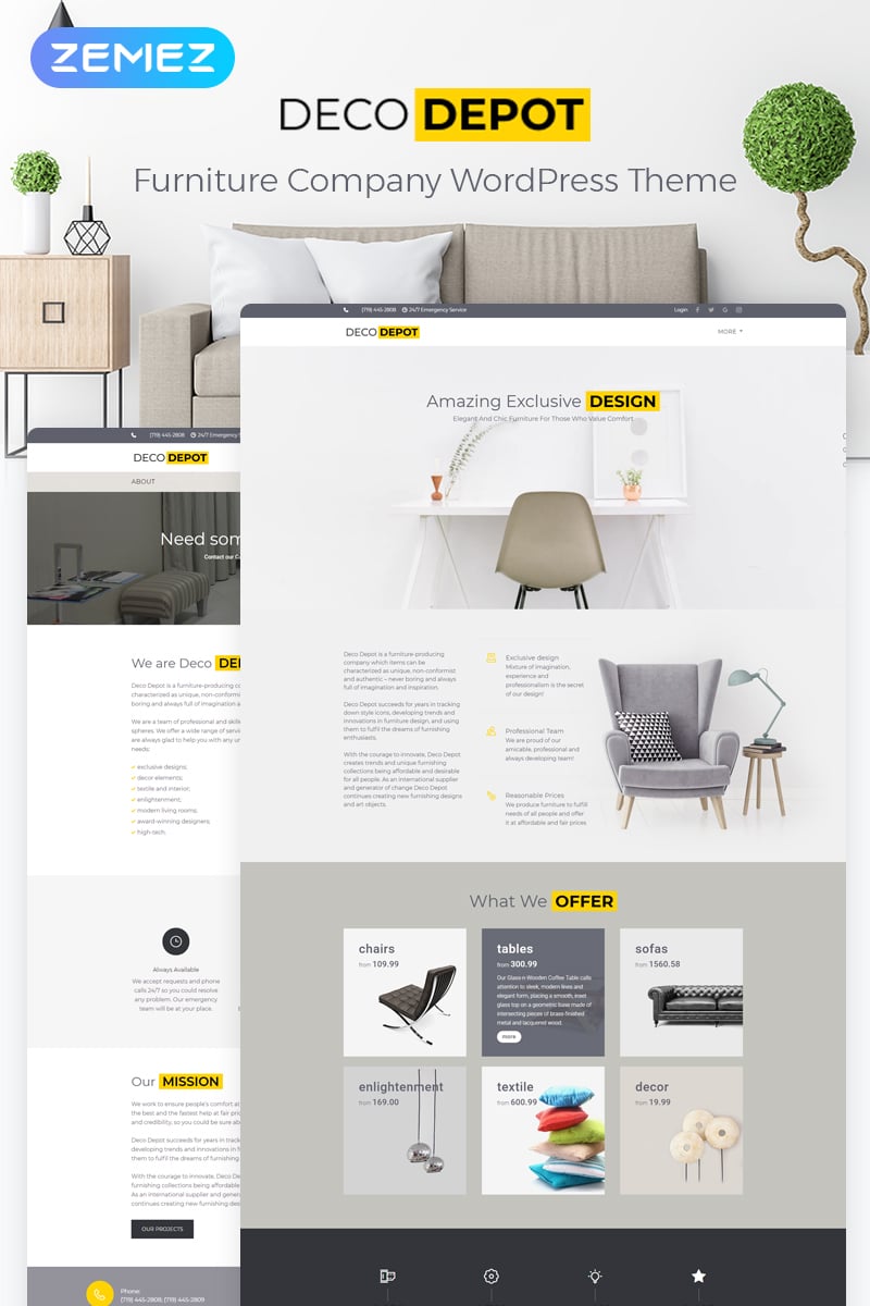 Tema De WordPress "Furniture Company" #55460