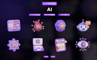 Artificial Intelligence 3D Icon Pack