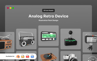Retro Analog Device 3D Icons