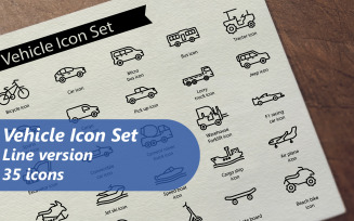 Vehicle Line Icon Set Template