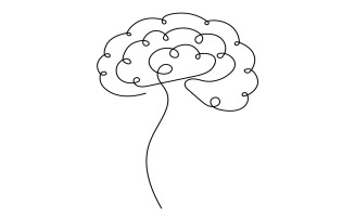 Abstract human brain one line artwork featuring simple looping strokes creating a creative minimal