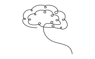 Continuous one line brain outline created with flowing curves representing thought, ideas