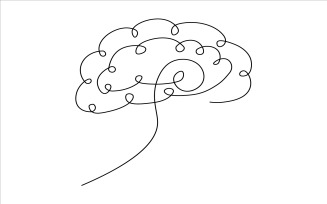 Creative brain one line drawing showing abstract neural pathways and minimalist contour art